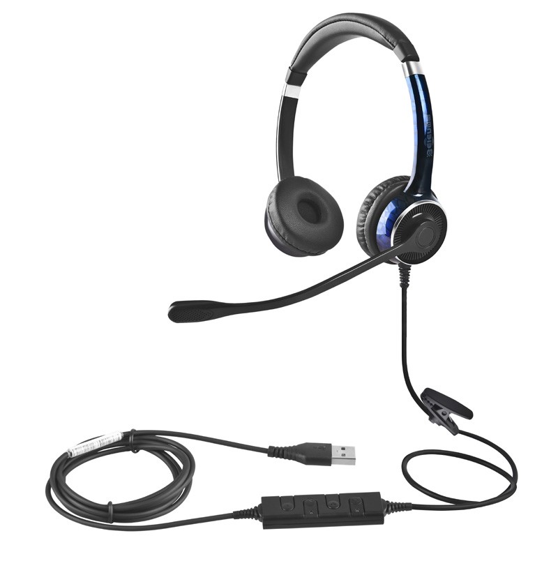 FC22USB主动降噪耳机双边头戴话务耳机USB接口电脑耳机